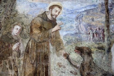 Santa Chiara cloister, Naples Fresco detail: Saint Francis, Naples, Italy by Unbekannt