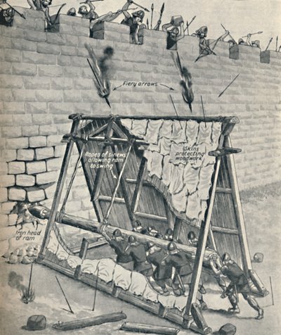 Saxons Battering Down a City Wall by Unbekannt