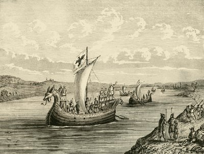 Scandinavian Vessels Ascending A River, 1890 by Unbekannt