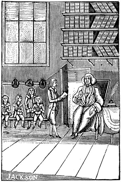 Schoolmaster and his pupils, 18th century by Unbekannt