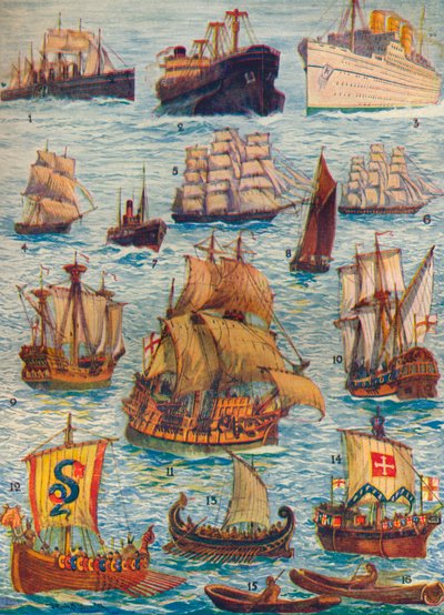 Ships of many kinds and many centuries, c1934 by Unbekannt