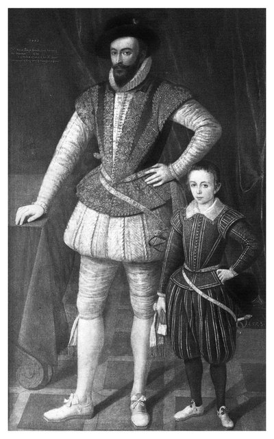 Sir Walter Raleigh and his son by Unbekannt