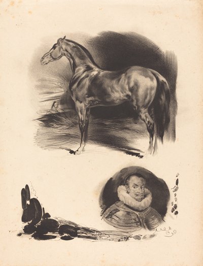 Sketches of a Horse and a Nobleman by Unbekannt