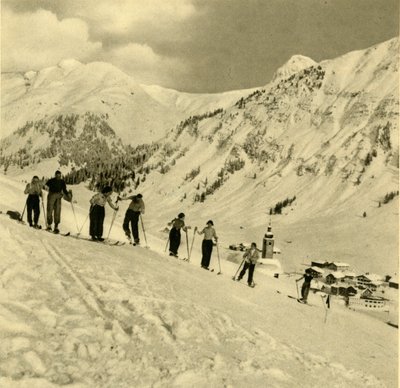 Skiing Lesson, Arlberg, Austria by Unbekannt