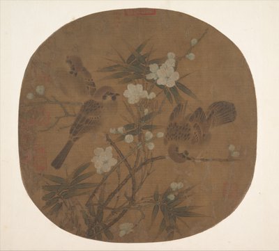 Sparrows, Plum Blossoms, and Bamboo by Unbekannt
