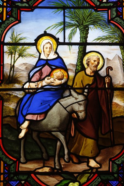 Stained glass: the flight to Egypt, Levallois-Perret, France by Unbekannt