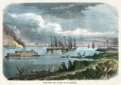 Steam-packet and tug-boat on the Mississippi, USA, c1875 by Unbekannt