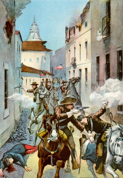 Street fight in Santiago, Cuba, Spanish-American War, 1898 by Unbekannt