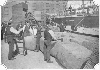 Tallying Wool Bales at London Docks by Unbekannt