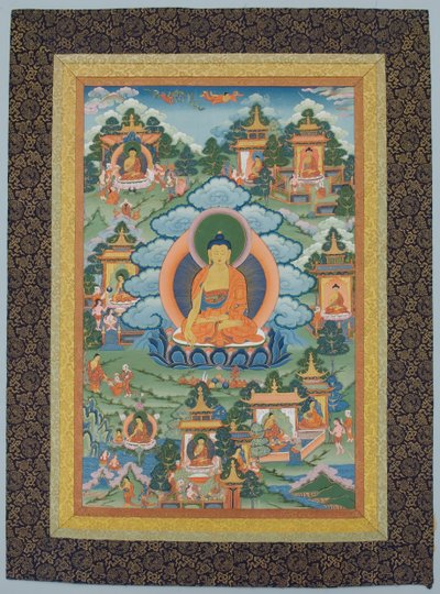 Tangka with Buddha, 19th century by Unbekannt