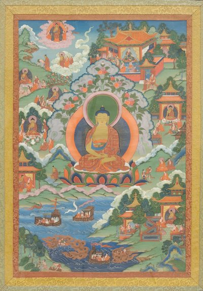 Thanka with Buddha, 19th Century by Unbekannt
