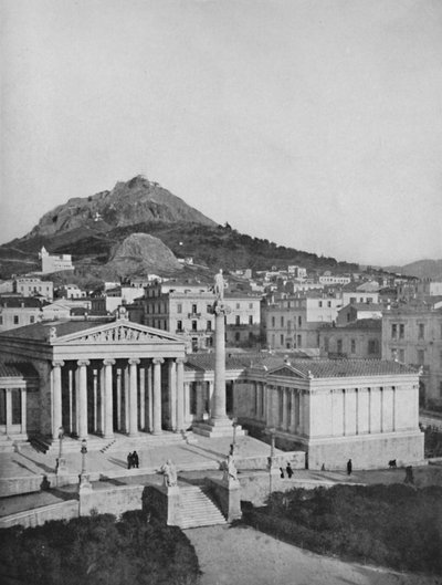 The Academy, Mount Lycabettus in the Background by Unbekannt
