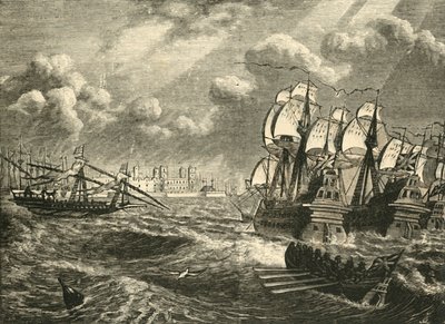 The English Fleet Before Cadiz, 1596 by Unbekannt