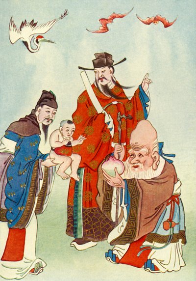 The Gods of Happiness, Office, and Longevity, 1922 by Unbekannt