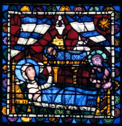 The Nativity, stained glass, Chartres Cathedral, France by Unbekannt