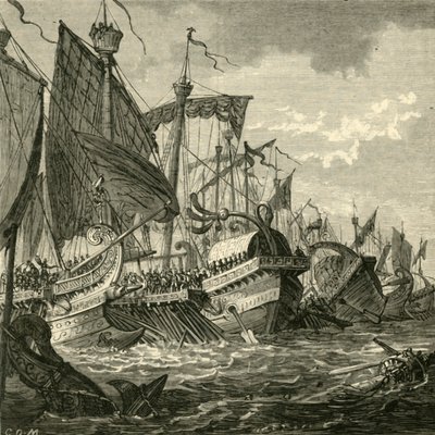 The Naval Battle Off Cape Pelorus, 1890 by Unbekannt