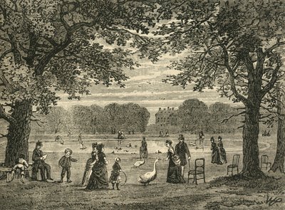 The Round Pond, Kensington Gardens, c1876 by Unbekannt