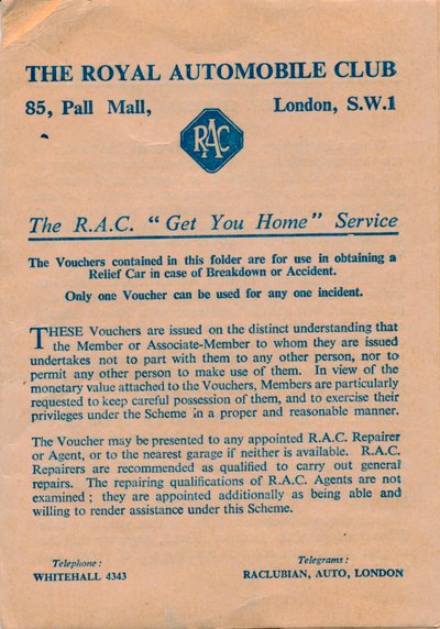 The Royal Automobile Club Vouchers, 1952 by Unbekannt