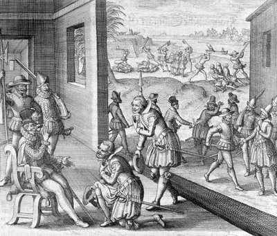The Spanish Capture Fort Caroline by Unbekannt