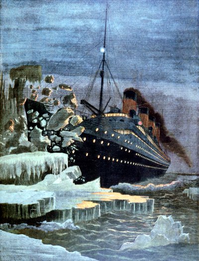 The Titanic Colliding with an Iceberg, 1912 by Unbekannt