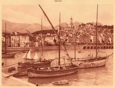 The Harbour and Old Town, Menton by Unbekannt