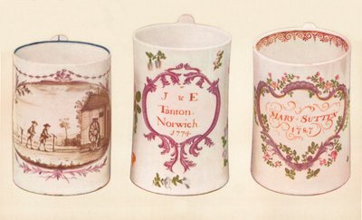 Three Lowestoft Mugs by Unbekannt