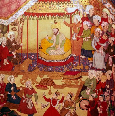 Timur Enthroned During Celebrations, Mughal Manuscript by Unbekannt
