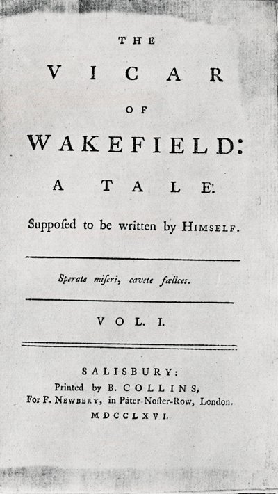 Title Page of The Vicar of Wakefield, 1766 by Unbekannt