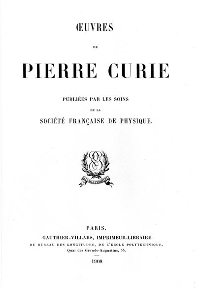 Title Page of Oeuvres de Pierre Curie by Unbekannt