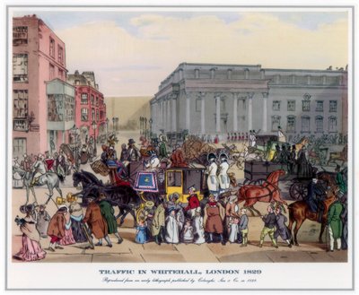 Traffic in Whitehall, London, 1829 by Unbekannt
