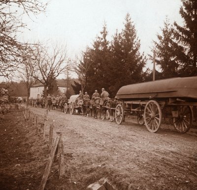 Transporting pontoons, Somme, northern France, c1914-c1918 by Unbekannt