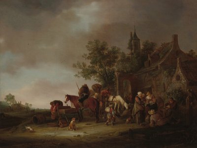 Travellers Halting at an Inn by Unbekannt