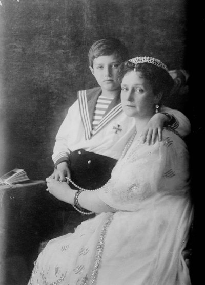 Tsarevich Alexei of Russia and Tsarina Alexandra by Unbekannt