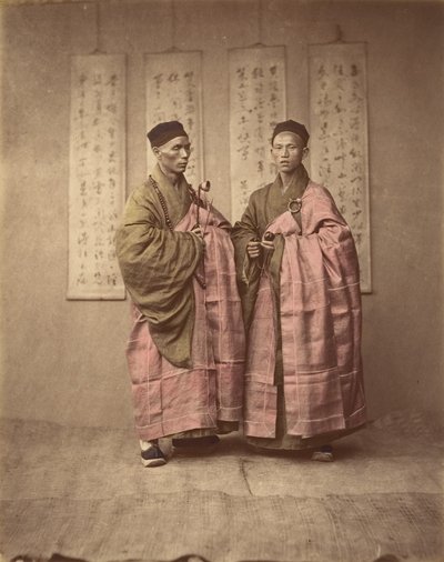 Two Chinese Men in Matching Traditional Dress, 1870s by Unbekannt
