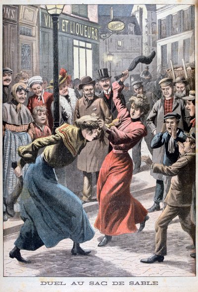 Two Women Fighting with Sandbags by Unbekannt