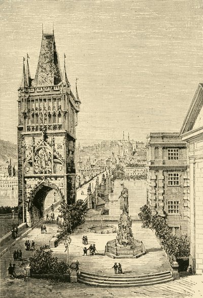 View in Prague - The bridge Tower, 1890 by Unbekannt