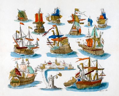 Warships, 18th century by Unbekannt