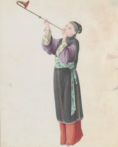 Watercolour of Musician Playing Laba by Unbekannt