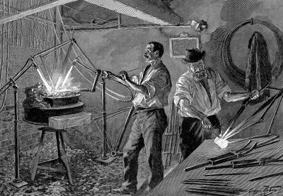 Welding a Bicycle Frame, France, 1896 by Unbekannt
