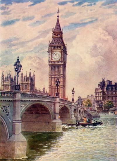 Westminster Bridge and Big Ben by Unbekannt