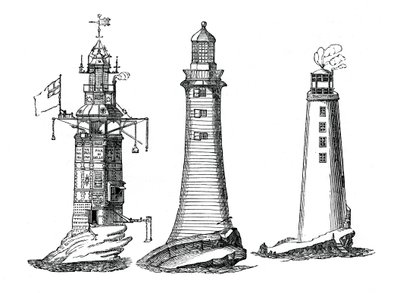 Winstanley, Smeaton and Rudyerd Lighthouses by Unbekannt