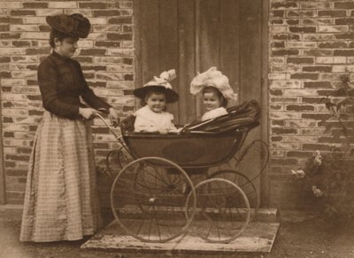 Woman and children in a pushchair, 1937 by Unbekannt