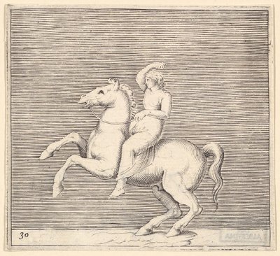 Woman on Rearing Horse by Unbekannt