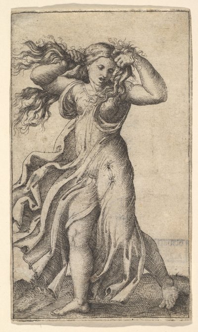 Woman Pulling Her Hair by Unbekannt