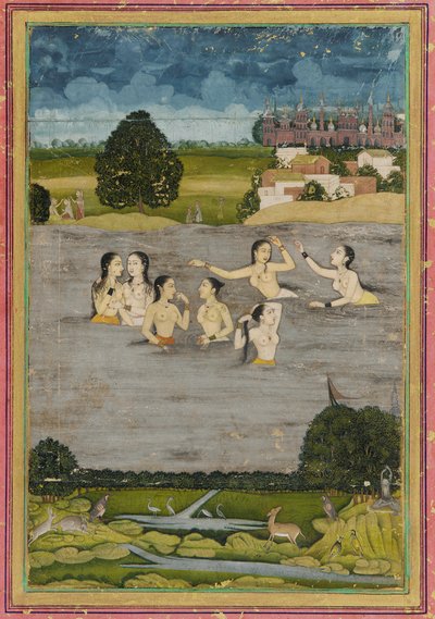 Women bathing in a lake, 18th century by Unbekannt