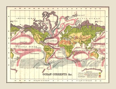 World Map Showing Ocean Currents by Unbekannt