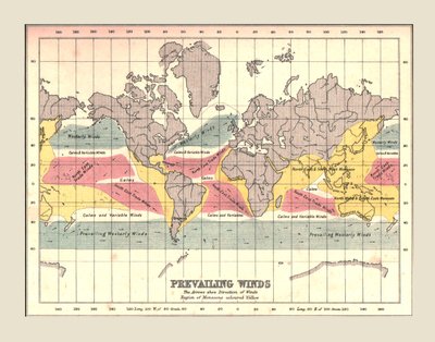 World Map showing Prevailing Winds by Unbekannt