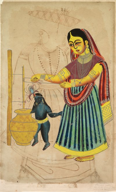 Yasoda Churning Butter, 1800s by Unbekannt