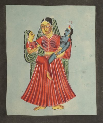 Yasoda Holding Krishna and Radha by Unbekannt