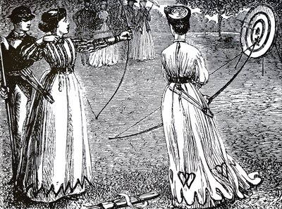 Young Ladies Practising Their Archery Skills by Unbekannt